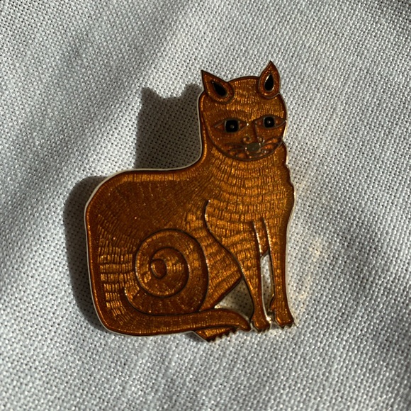 Vintage enamel cat brooch - Picture 3 of 3